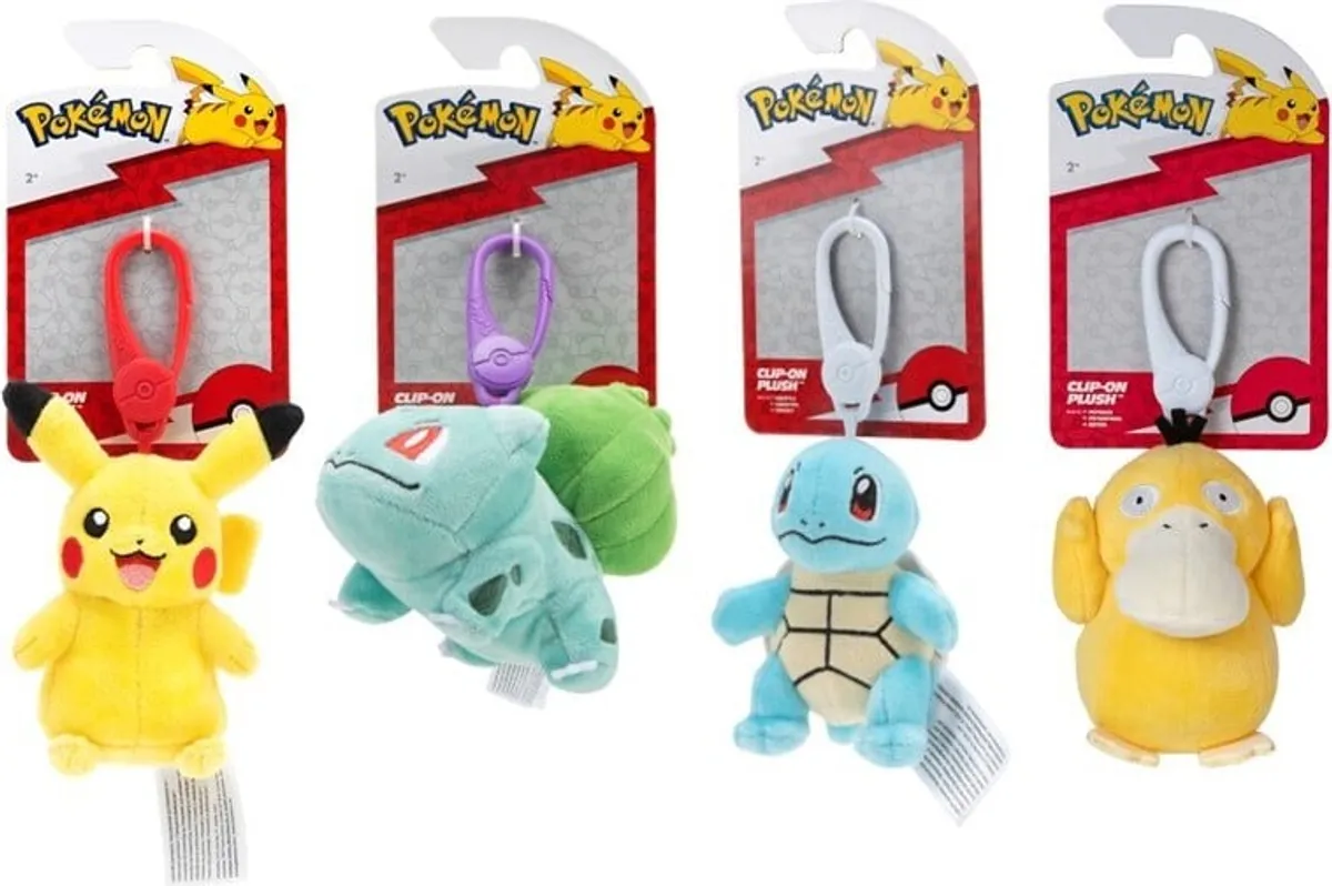 Pokémon Nøglering Med Bamse - Clip On - Assorteret