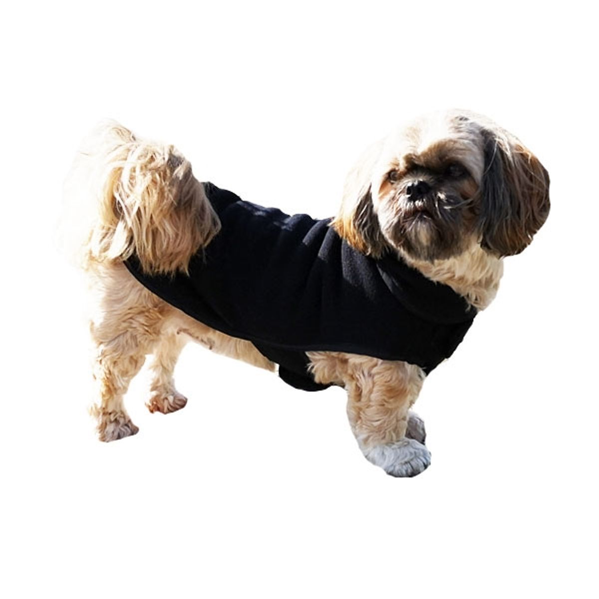 Polar fleece hundejakke sort-Ryg 21 cm