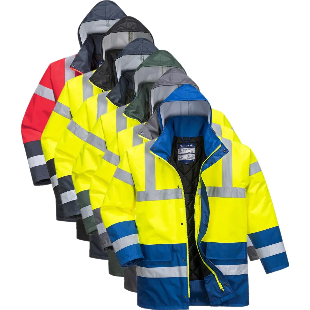 Portwest S466 Hi-Vis 2 Farvet Trafikjakke 2XL Rød/Navy