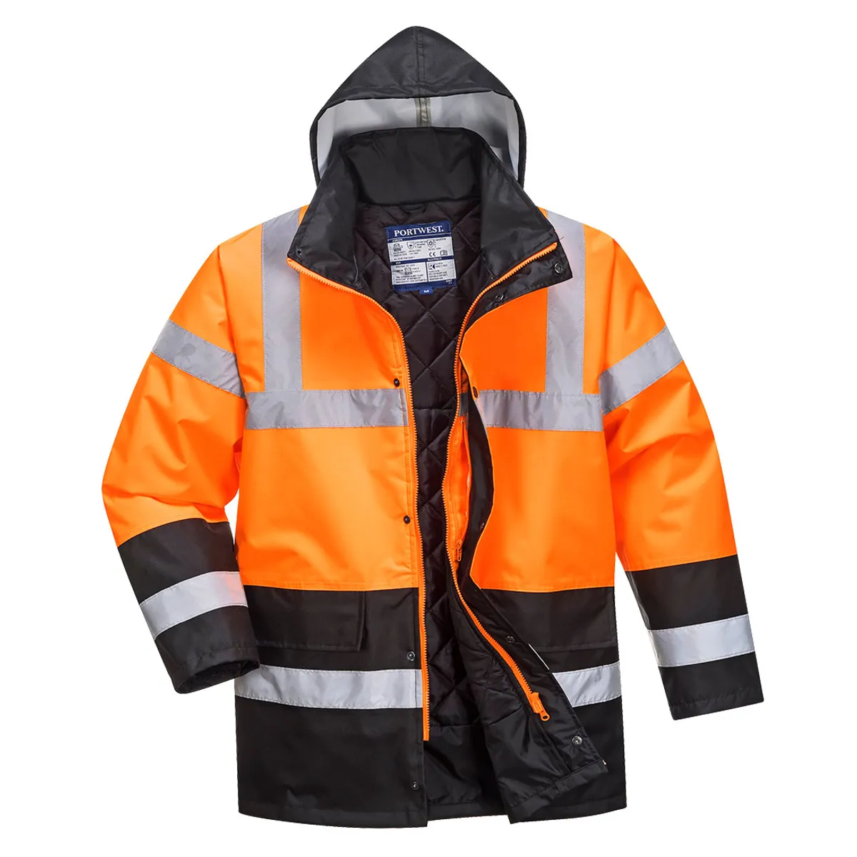 Portwest S467 Hi-Vis 2 Farvet Trafikjakke 3XL Orange/Sort