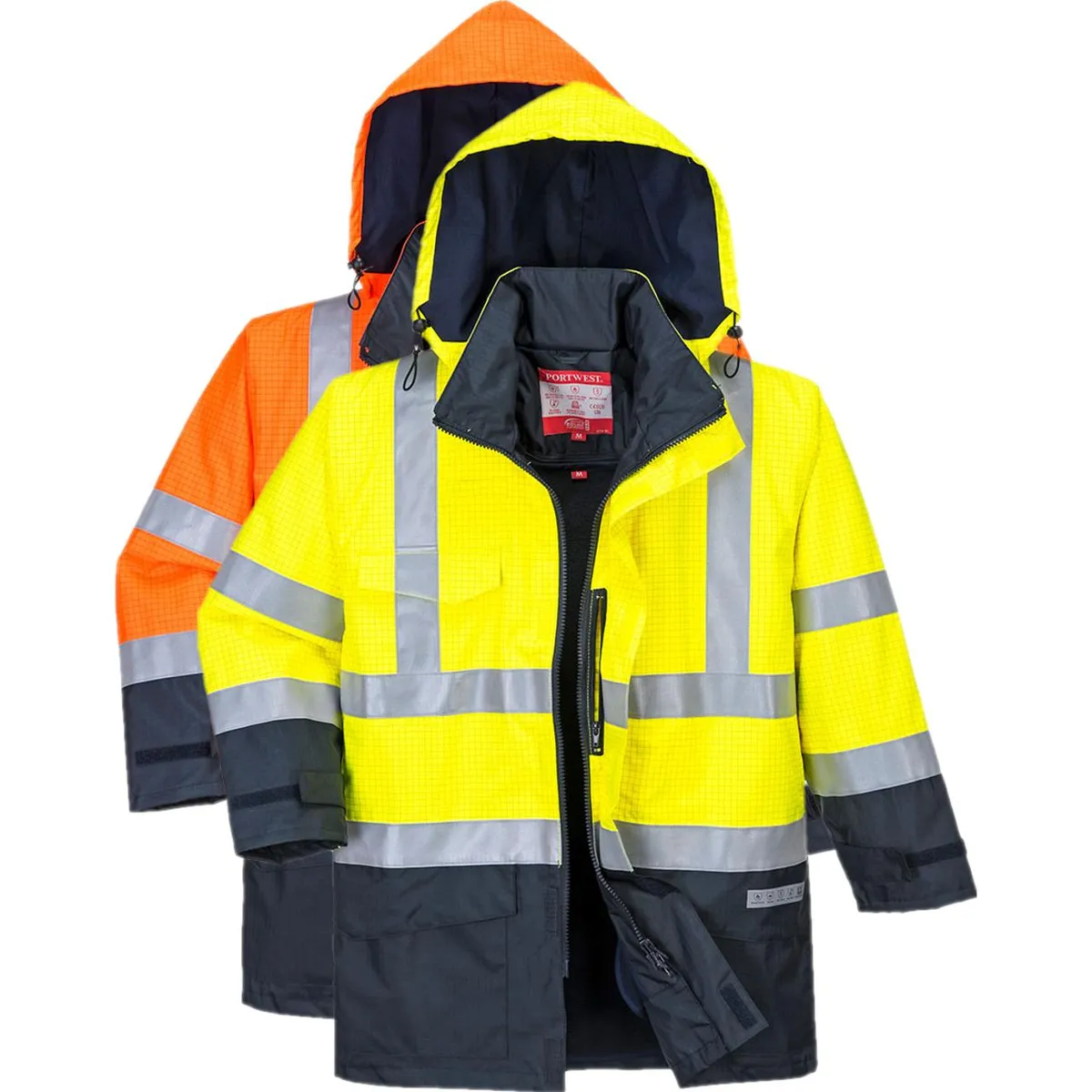 Portwest S779 Hi-Vis Bizflame regnjakke, Multi-beskyttelse 4XL Gul/Navy