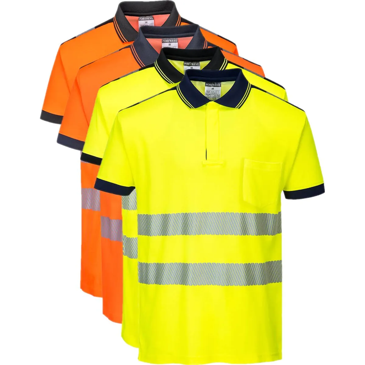 Portwest T180 PW3 Hi-Vis Polo Shirt S/S 2XL Gul/Navy