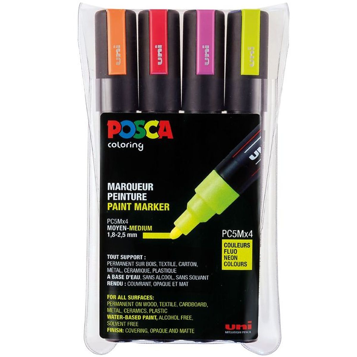 Posca Tuscher - PC-5M - 4 stk. - Neon