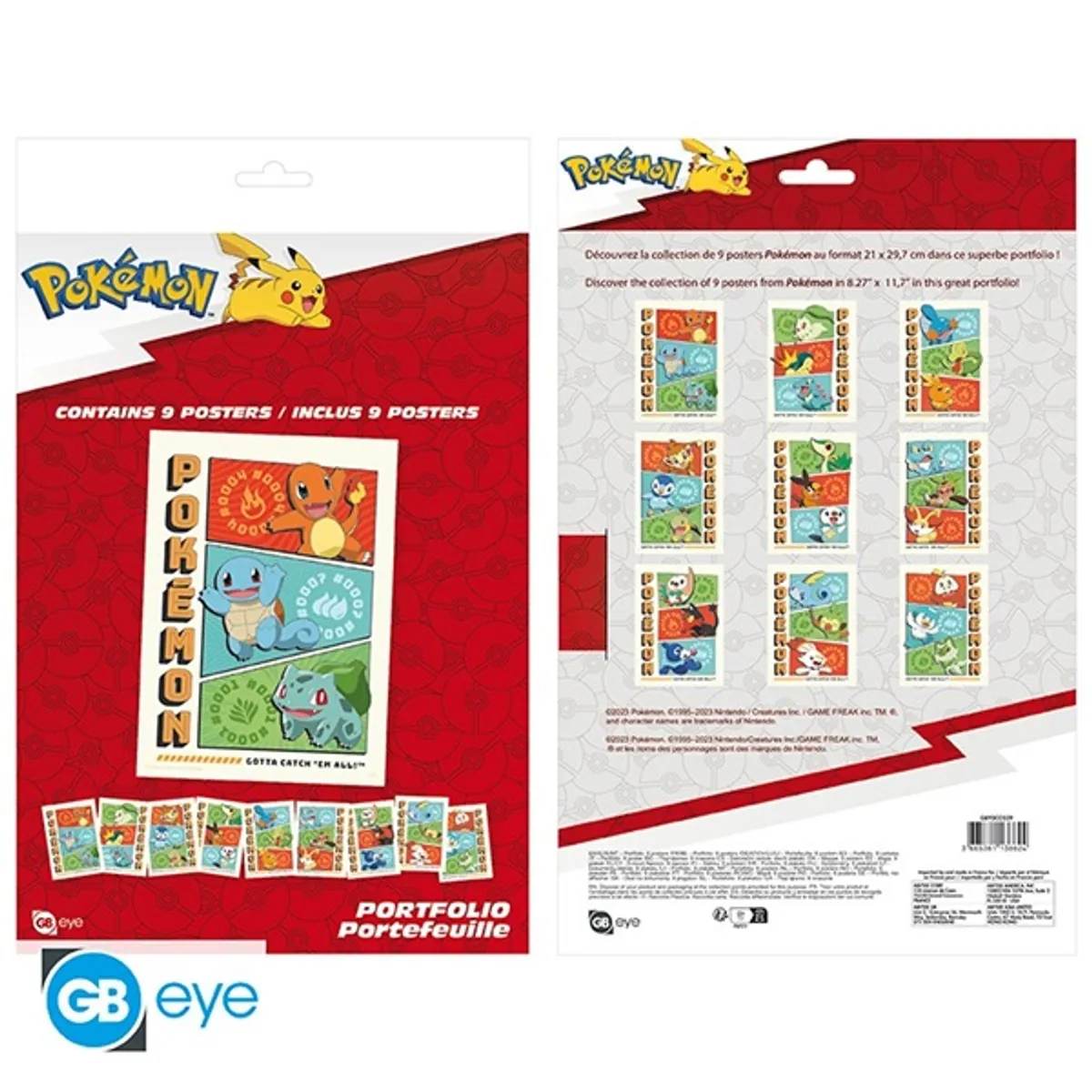 Poster/Plakat - Pokemon (Portfolio, 9 stk.) - Starters - 21x29,7cm