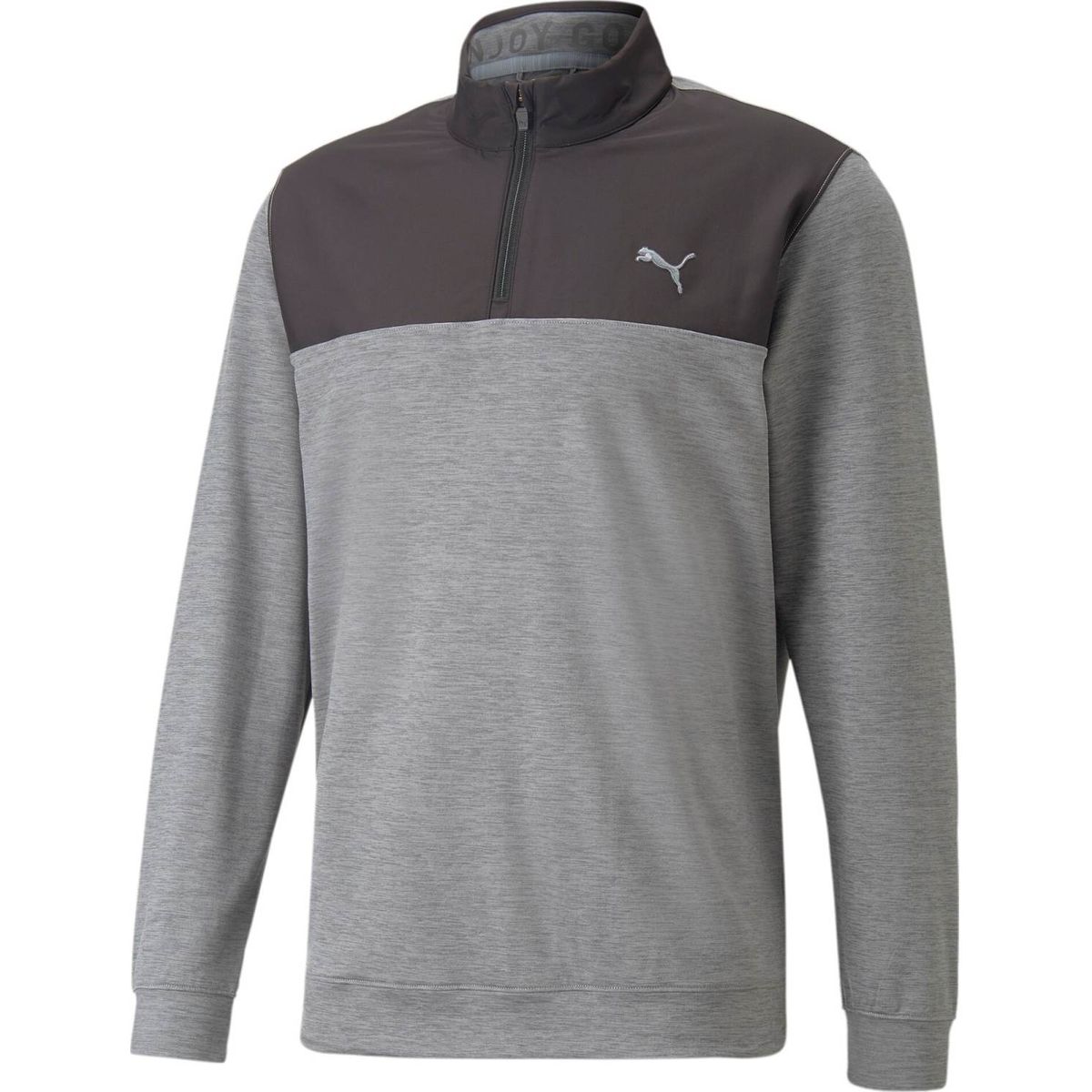 Puma Cloudspun Colorblock 1/4 Zip Herre Pullover - Puma Black/Quiet Shade Heather - Str. L