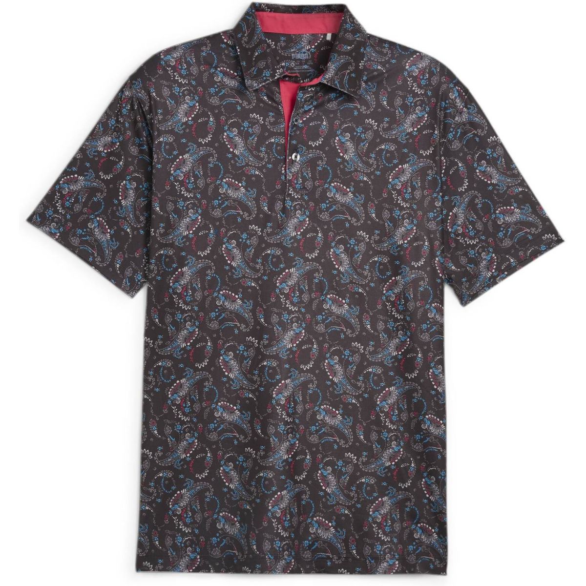 Puma Cloudspun Paisley (2024) Herre Poloshirt - Puma Black/Aqua Blue - Str. XXL