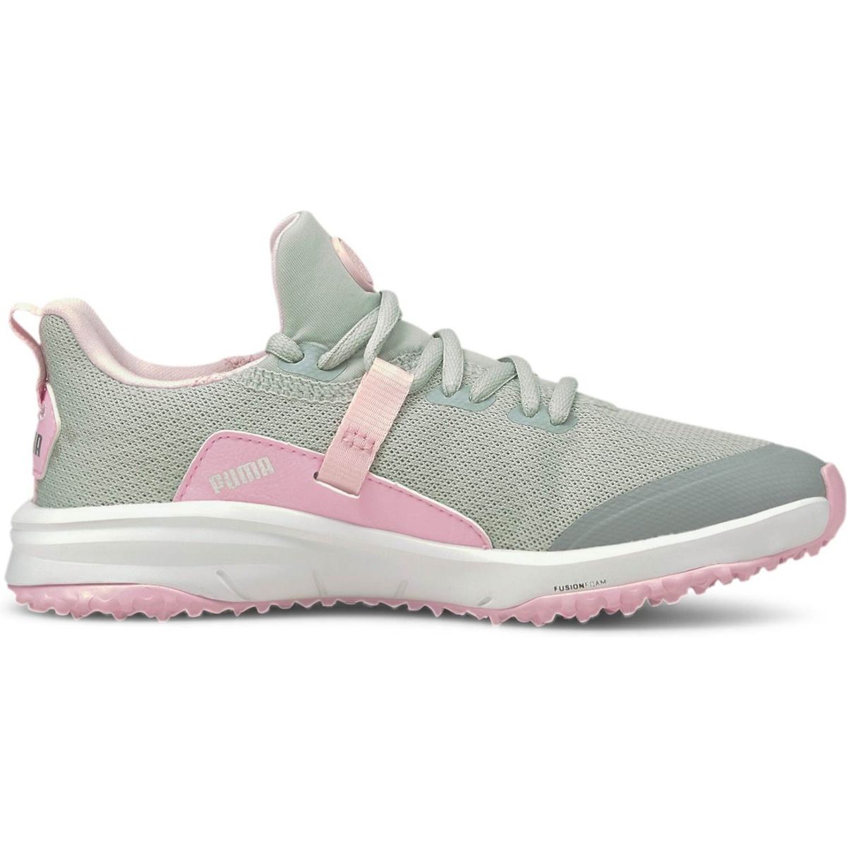 Puma Fusion Evo Drenge Golfsko Uden Spikes - High Rise/Pink Lady - Str. 34 Normal