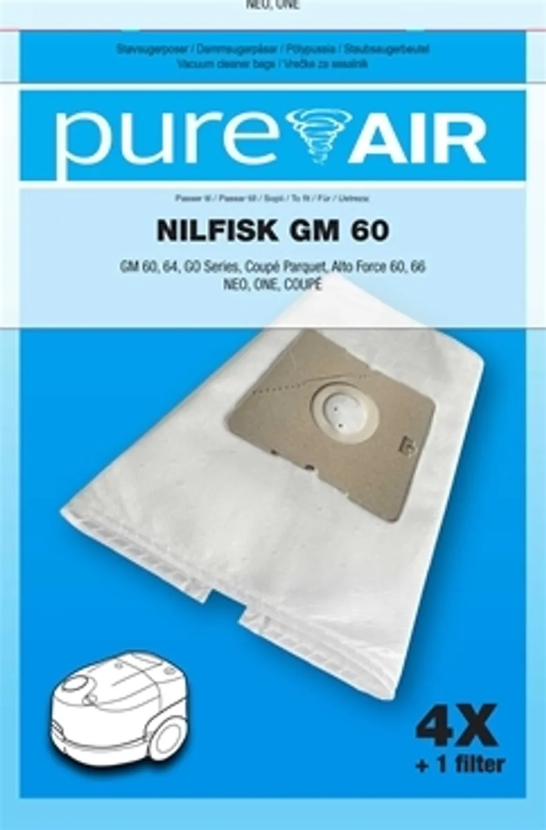 PureAir NI5 Nilfisk GM60 støvsugerposer