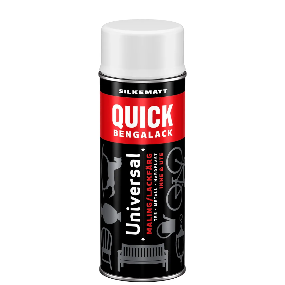 Quick Bengalack Silkemat Spraymaling (Hvid, Sort) - Spraymaling