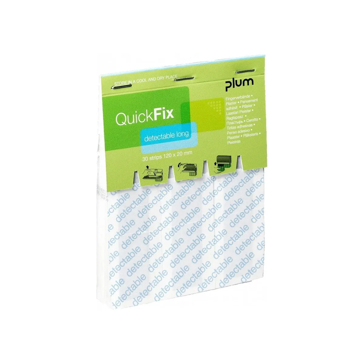 QuickFix plaster Detectable long plasterrefill med 30 stk.