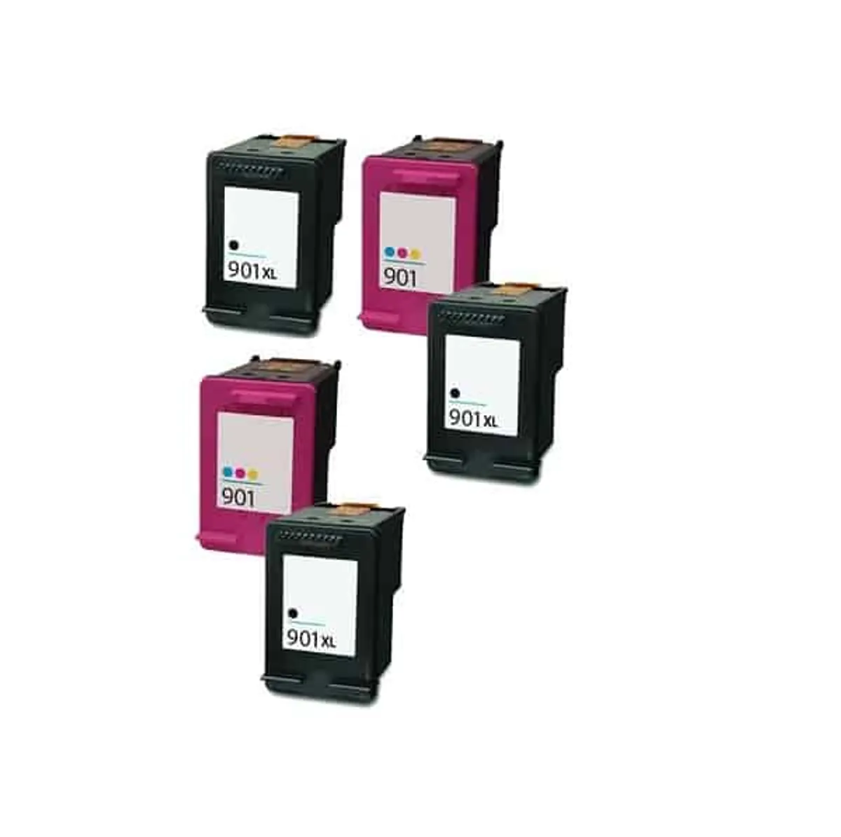 Rabat sæt! HP 901XL - 3 x Sort 2 x Farve - Kompatibel - 901XL - 84 ml