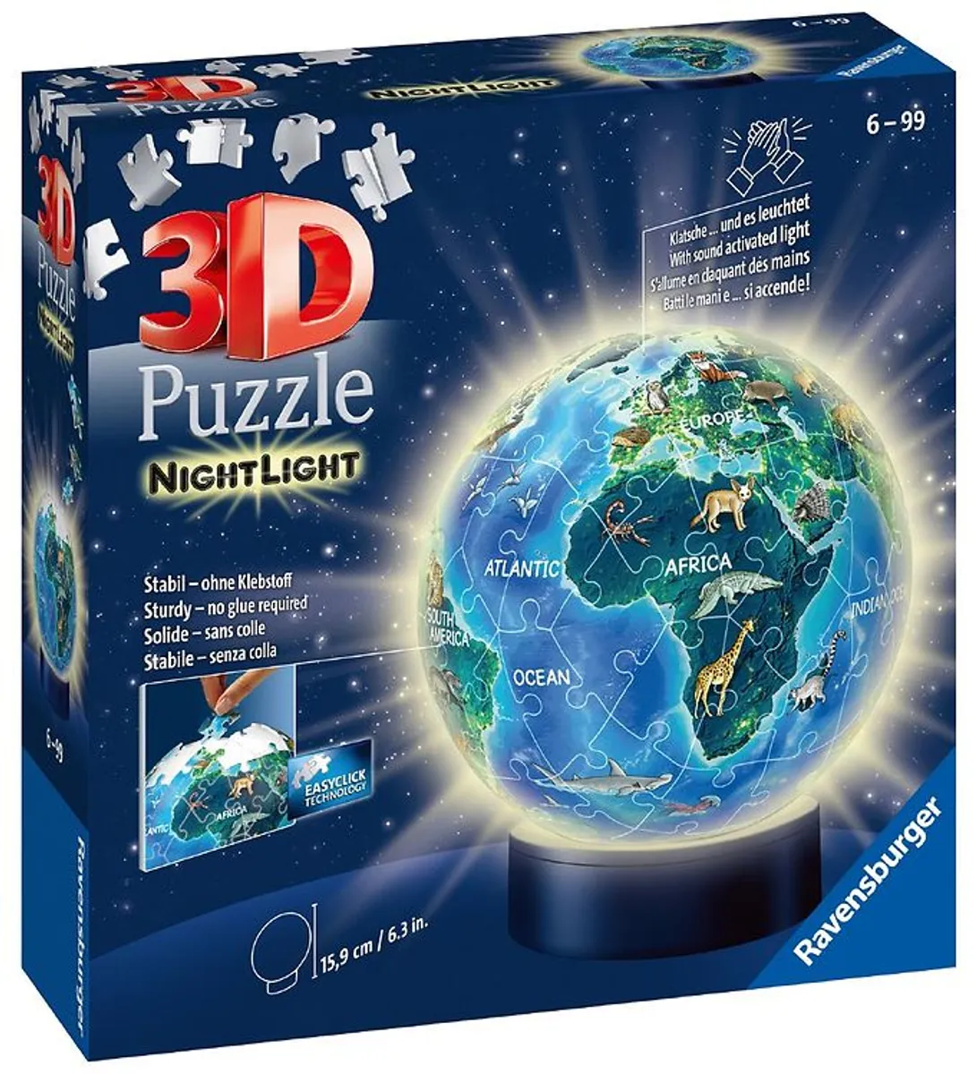 Ravensburger 3D Puslespil - 72 Brikker - Globe Nightlight