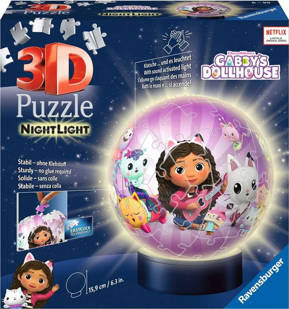 Ravensburger 3d Puslespil - Gabby's Dukkehus Natlampe - 72 Brikker