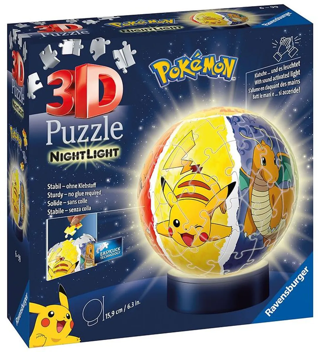 Ravensburger 3D Puslespil/Lampe - 74 Brikker - Pokémon Night Lig