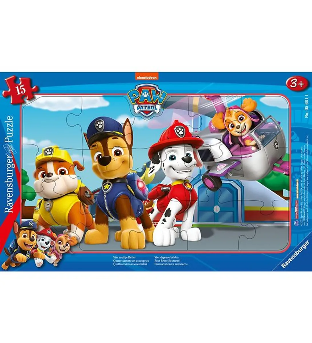 Ravensburger Puslespil - 15 Brikker - Paw Patrol Four Brave Resc