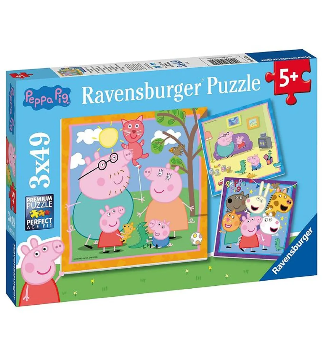 Ravensburger Puslespil - 3x49 Brikker - Gurli Gris - Familie