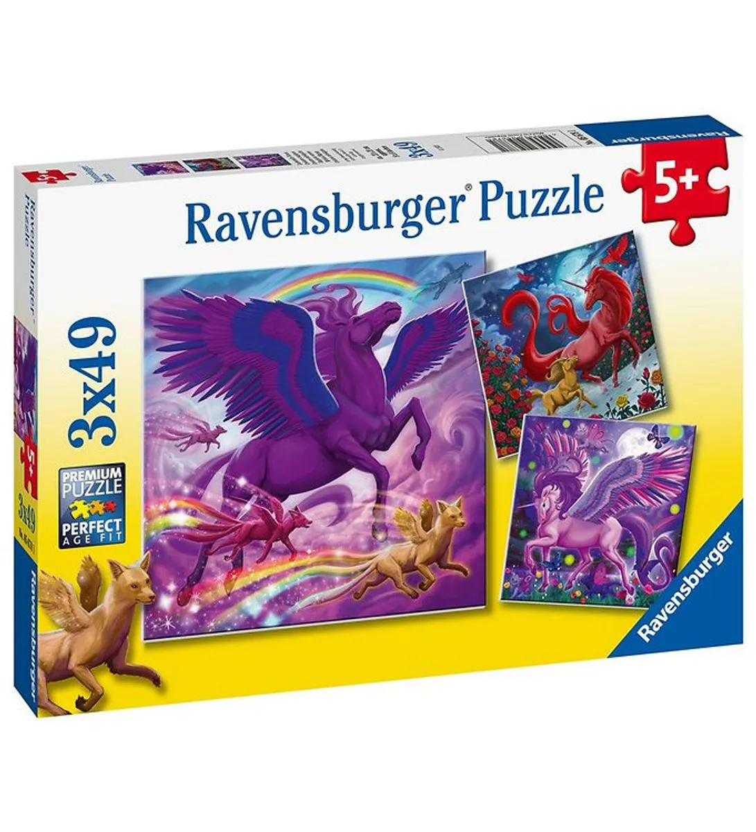 Ravensburger Puslespil - 3x49 Brikker - Mythical Majesty