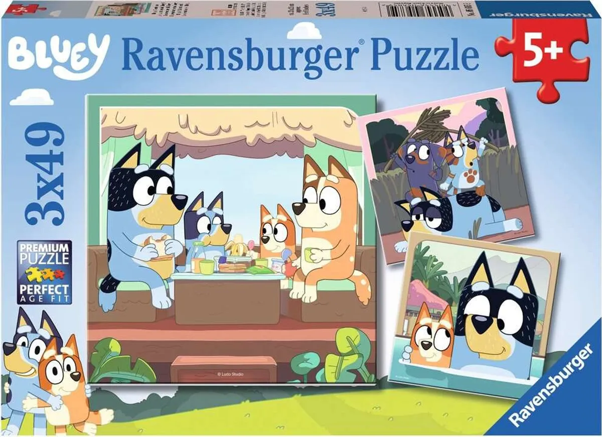 Ravensburger Puslespil - Bluey - 3x49 Brikker