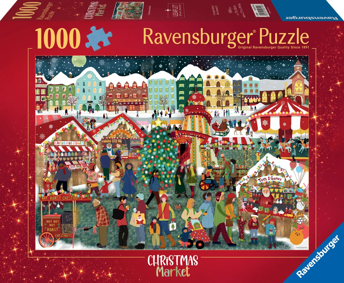 Ravensburger Puslespil - Christmas Market - 1000 Brikker