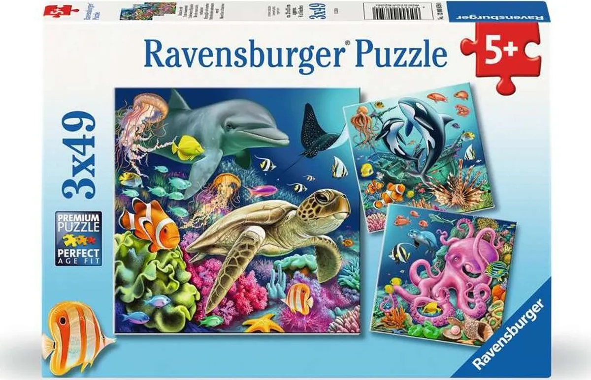 Ravensburger Puslespil - Dyr Under Vand - 3x49 Brikker