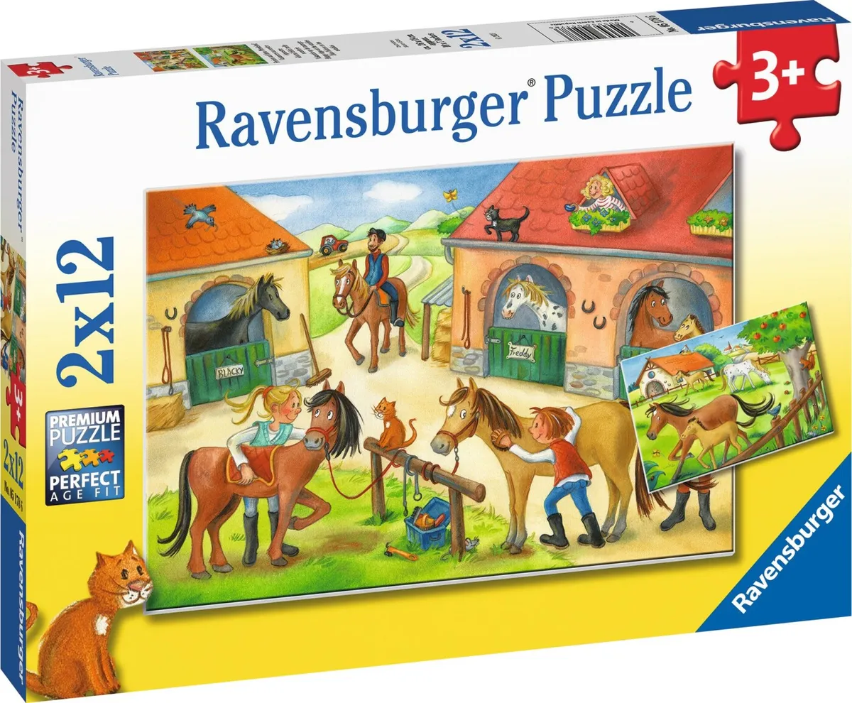 Ravensburger Puslespil - Glade Dage I Stalden - 2x12 Brikker