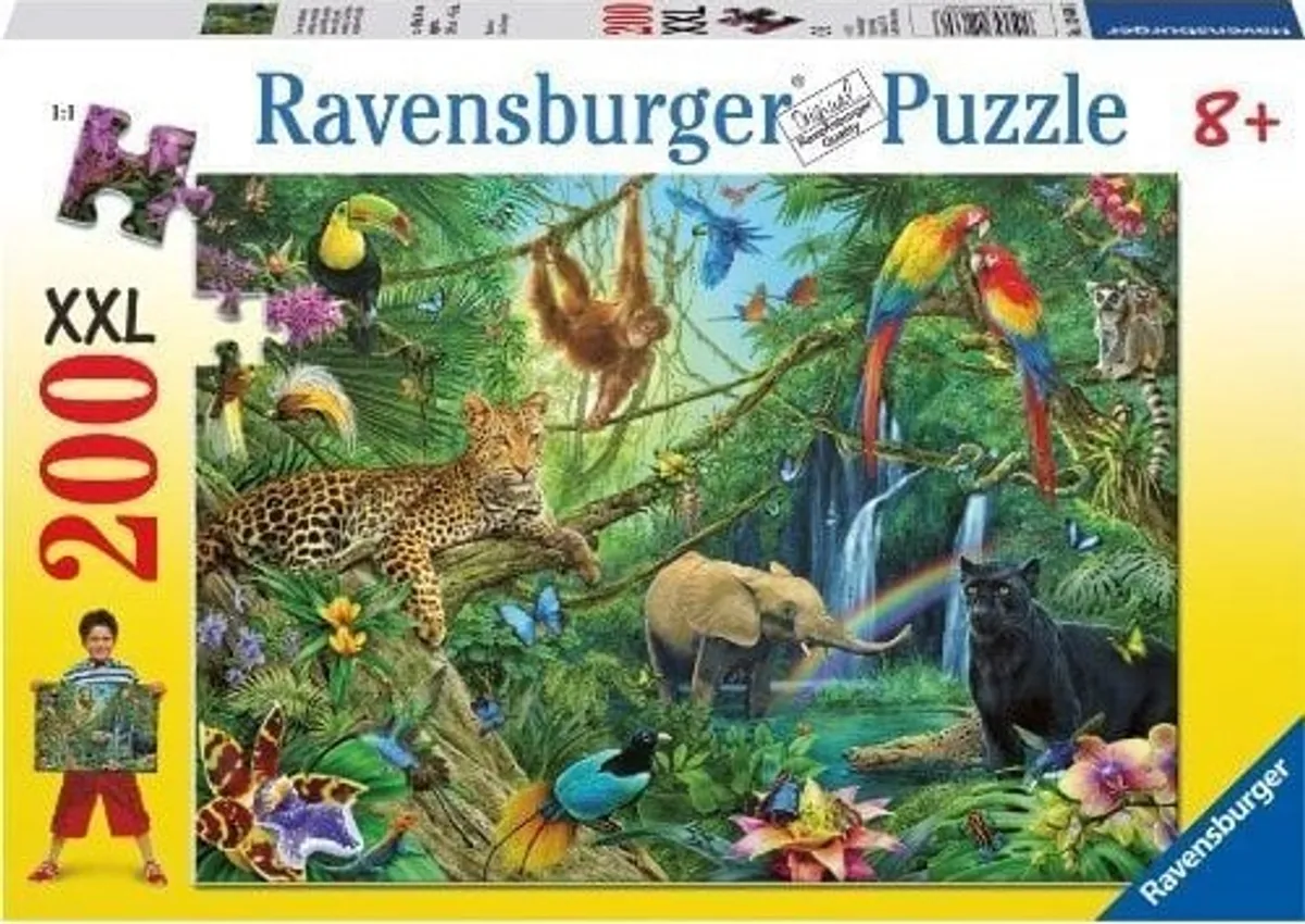 Ravensburger Puslespil - Jungle Med Dyr - 200 Xxl Brikker