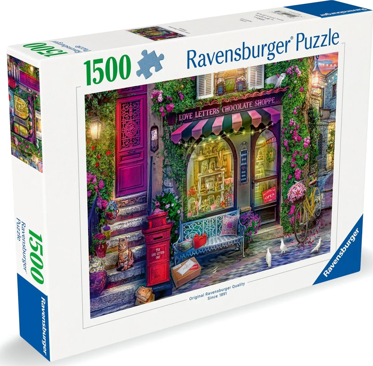 Ravensburger Puslespil - Love Letters Chocolate Shop - 1500 Brikker