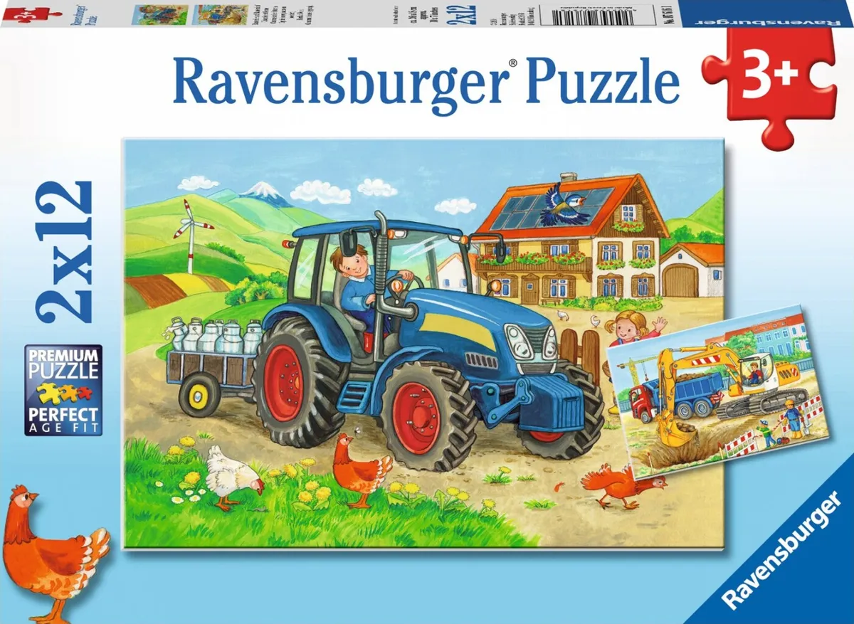 Ravensburger Puslespil - Maskiner På Landet - 2x12 Brikker