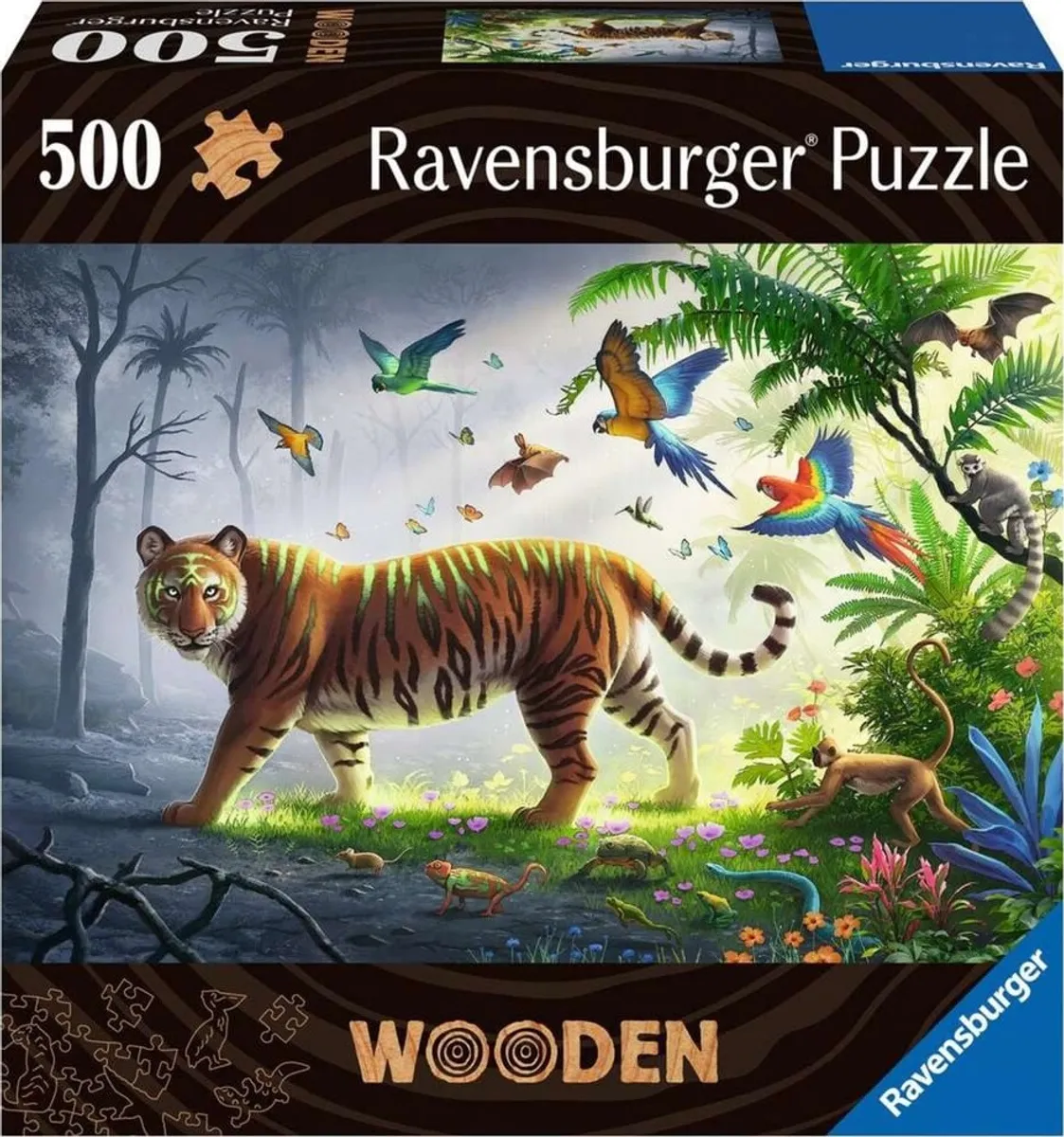 Ravensburger Puslespil - Tiger - Wooden - Træ - 500 Brikker