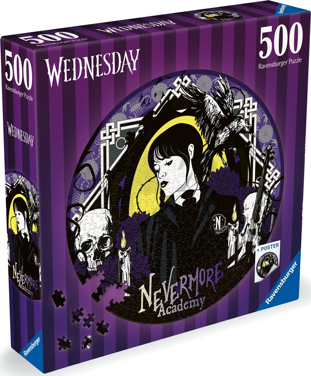 Ravensburger Puslespil - Wednesday - Nevermore - 500 Brikker