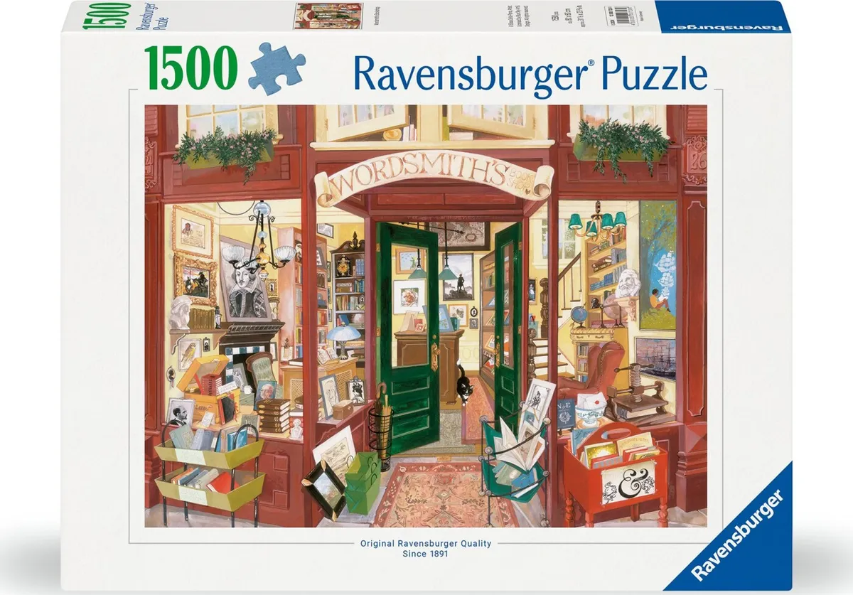 Ravensburger Puslespil - Wordsmith's Boghandel - 1500 Brikker