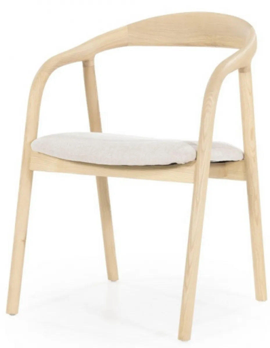 Rayven spisebordsstol i asktræ og polyester H76 cm - Natur/Beige