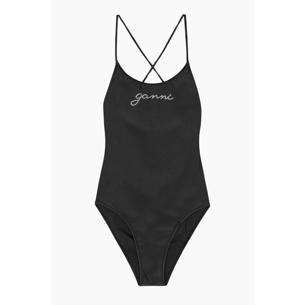 Recycled Graphic Tie String Swimsuit A6064 - Black - GANNI - Sort M