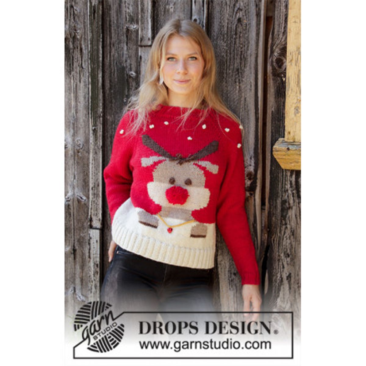 Red Nose Jumper by DROPS Design - Bluse Strikkeopskrift str. S-XXXL - Small