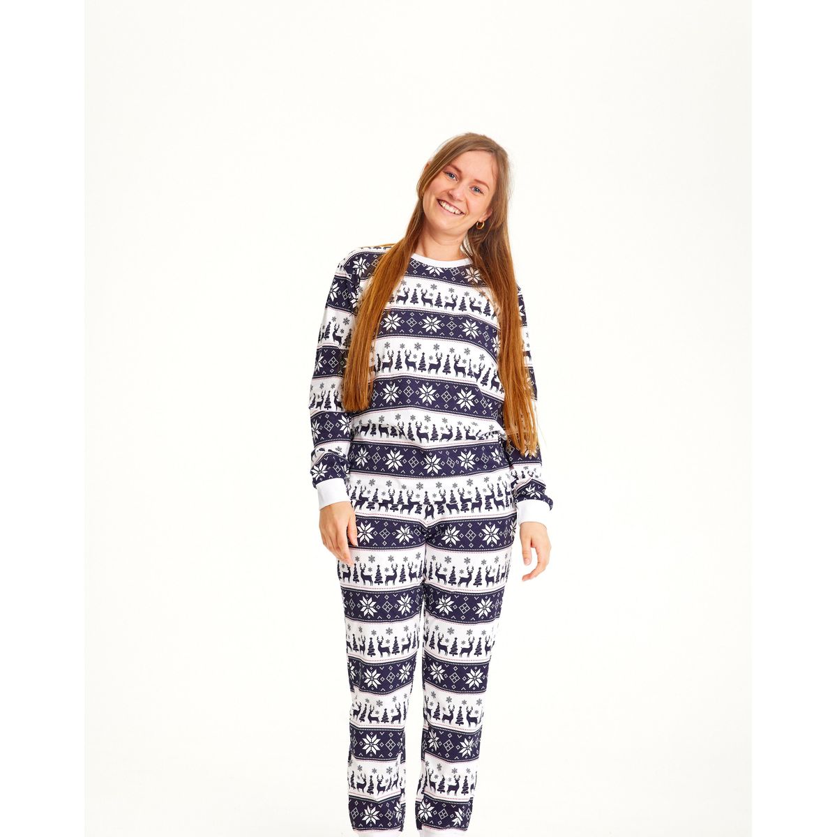 Rensdyr Julepyjamas Navy - dame / kvinder.