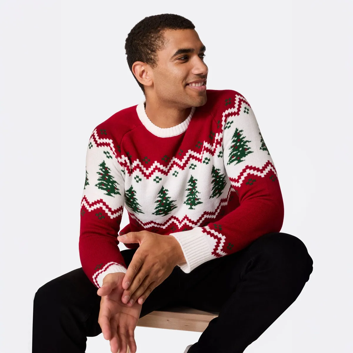 Retro Juletræ Julesweater Herre