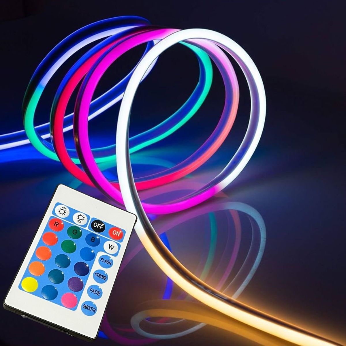 RGB Neon Strip - 5 meter - med fjernbetjening - iHero