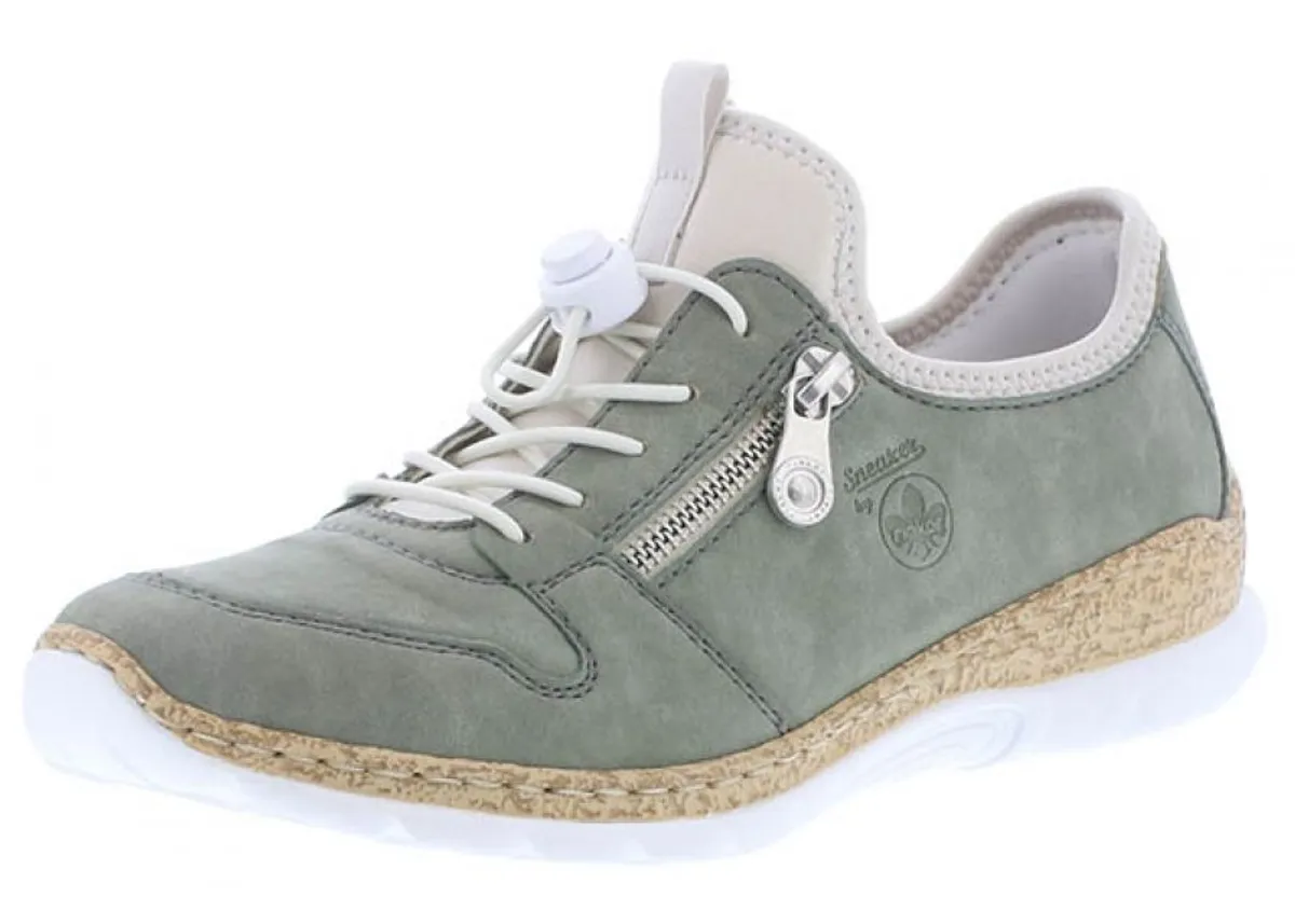 Rieker, Sneaker m/elastiksnører, 76-1011 - Grøn - 36