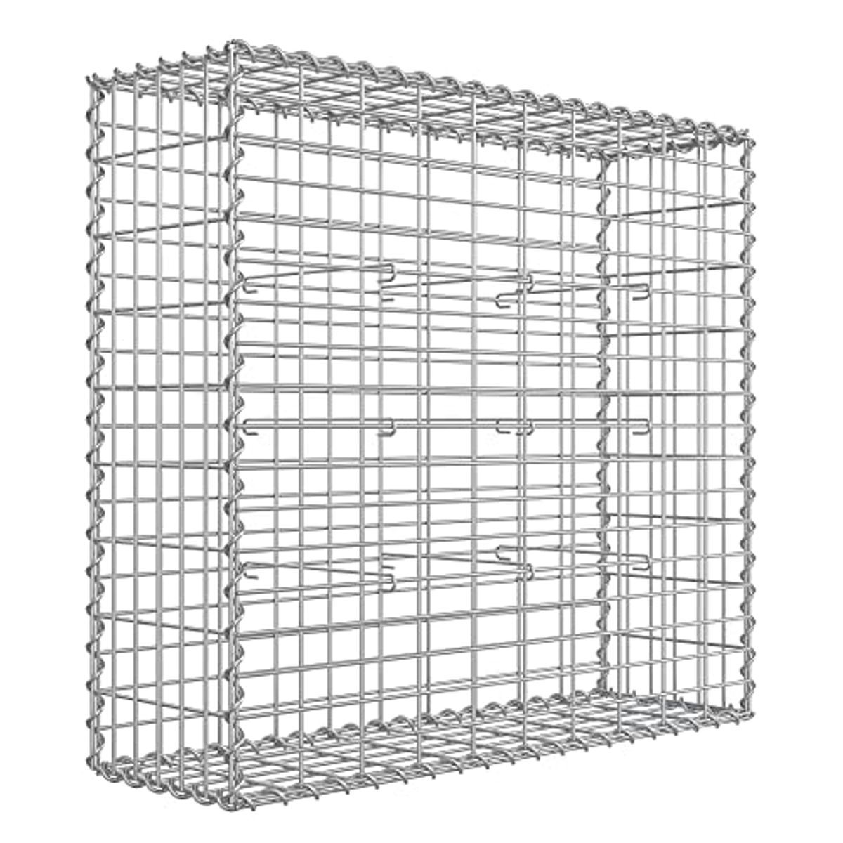 Robust og stilfuld: Gabionkurv i sølv med 5 x 10 cm net til sten (100 x 90 x 30 cm)