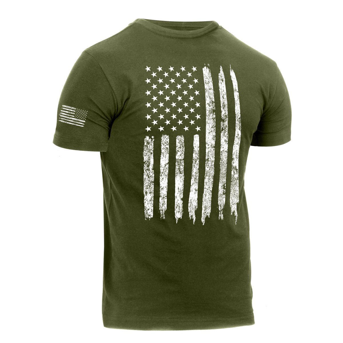 Rothco T-Shirt Distressed US Flag Oliven