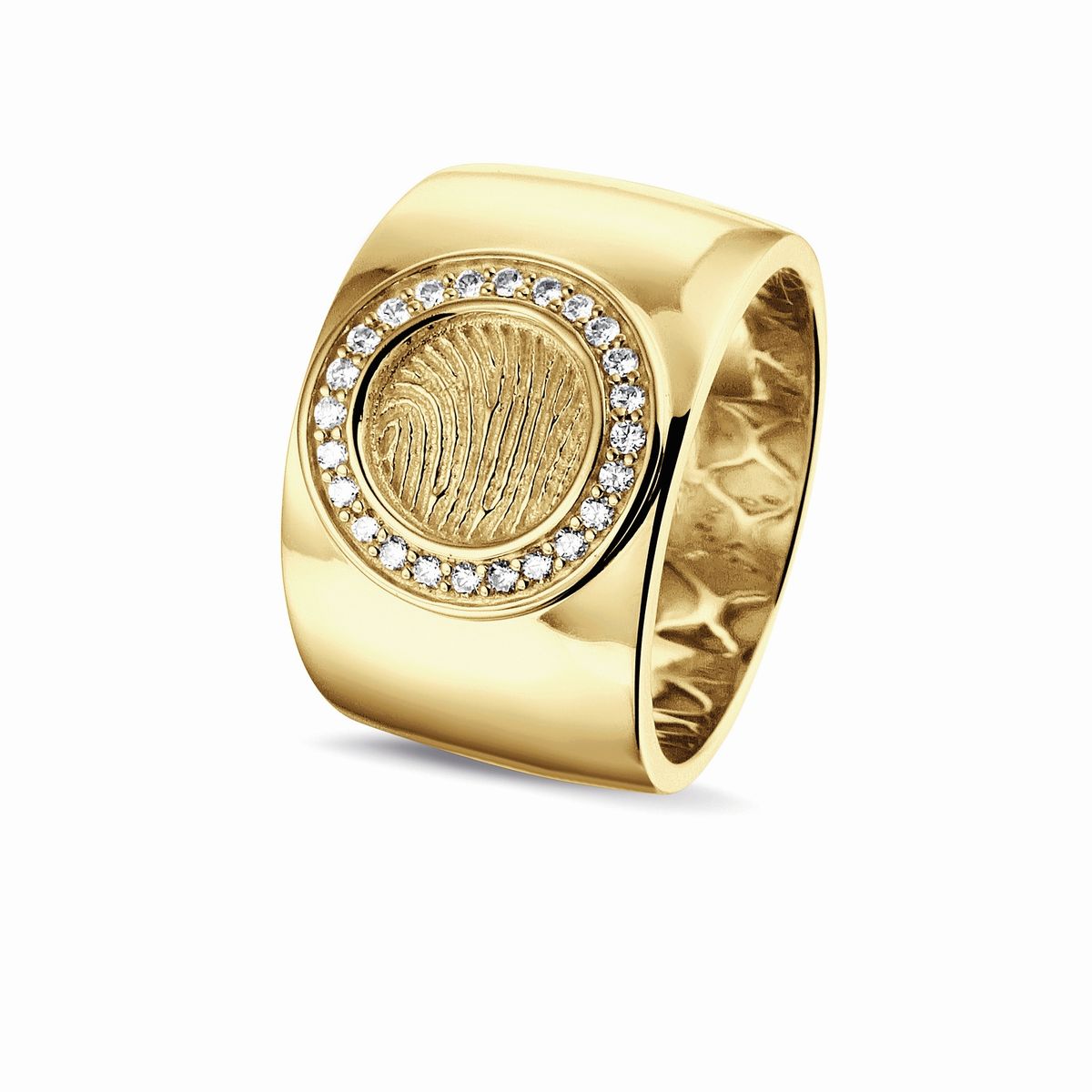 RY 007F - Ring med fingeraftryk, guld med diamant eller zirkon