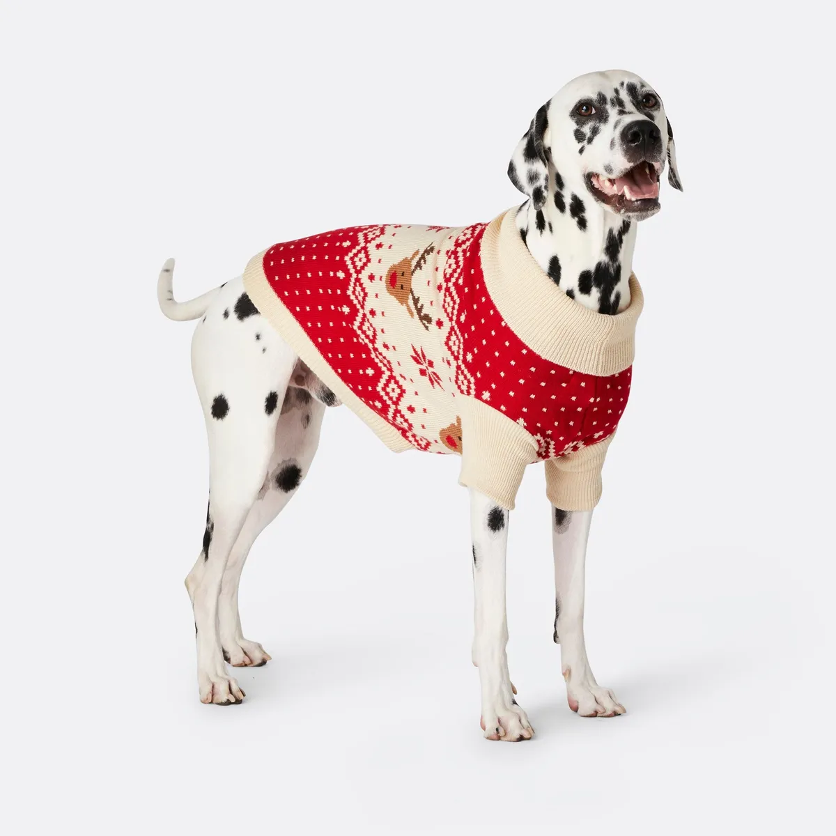 Rød Retro Rensdyr Julesweater til Hunde