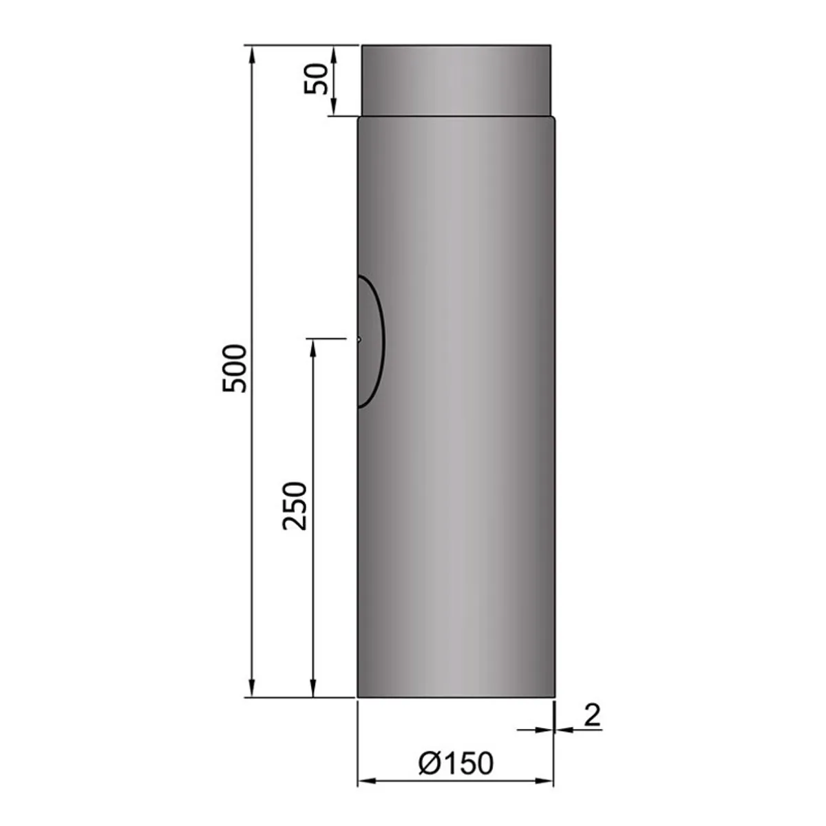 Røgrør m. Dør Ø150 mm - Grå