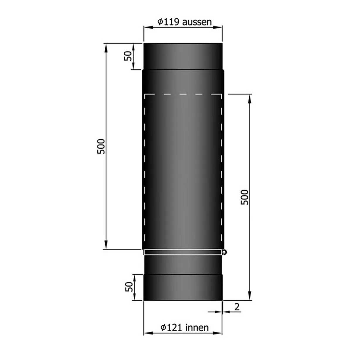 Røgrør Teleskopisk Ø120 mm