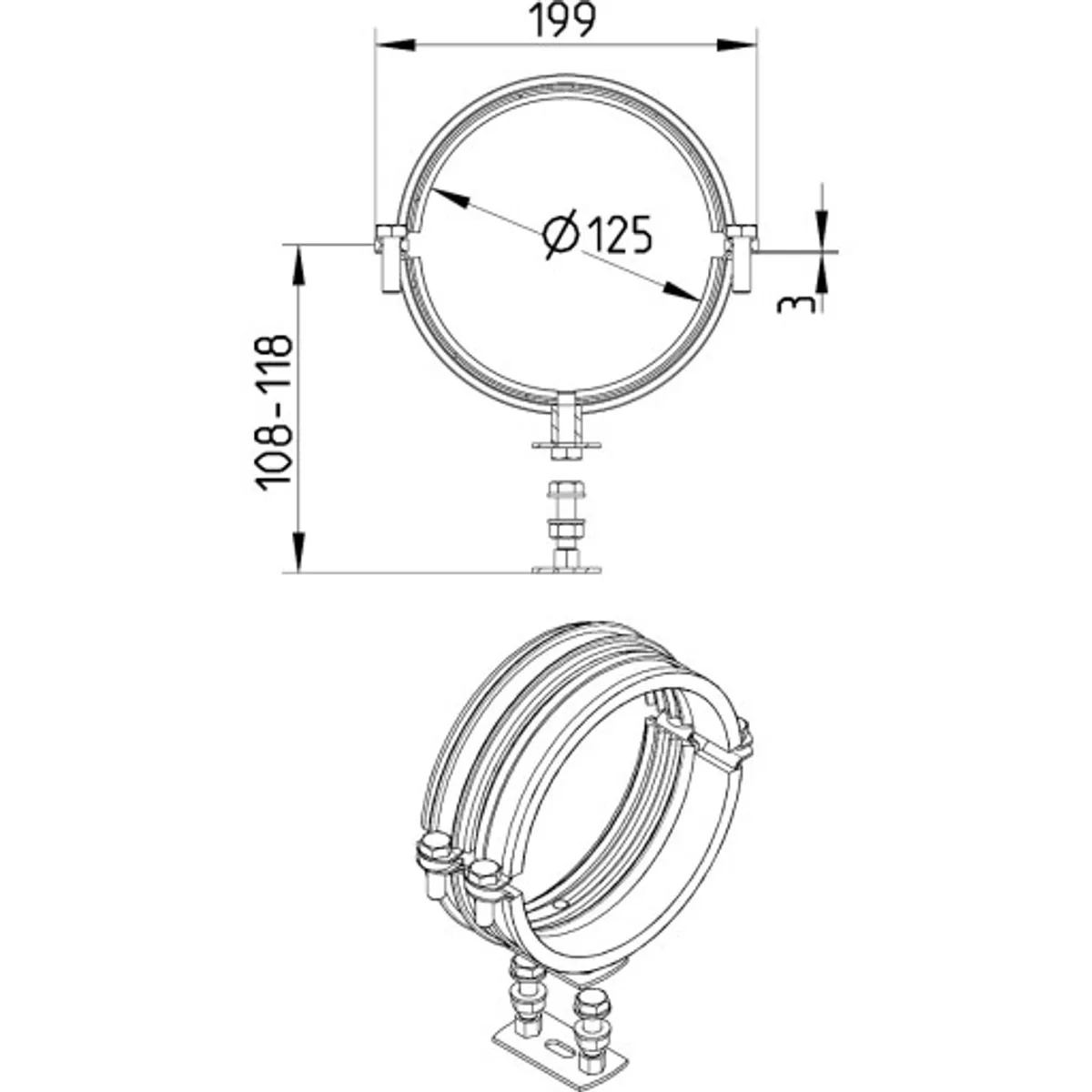 RØRBÆRER MED EPDM, Ø125MM