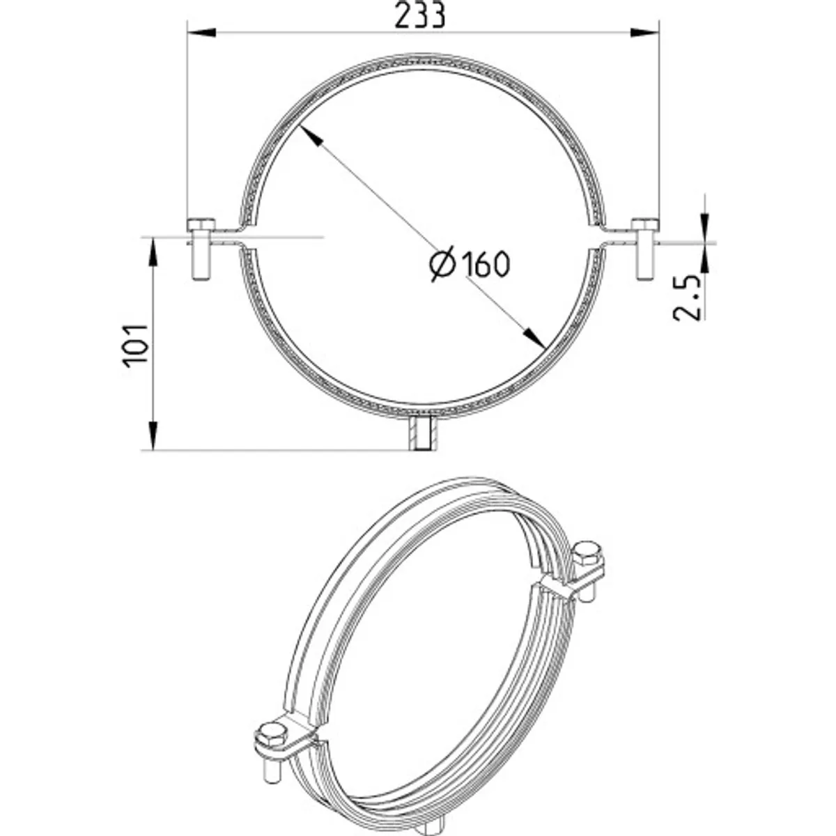 RØRBÆRER MED EPDM, Ø160MM