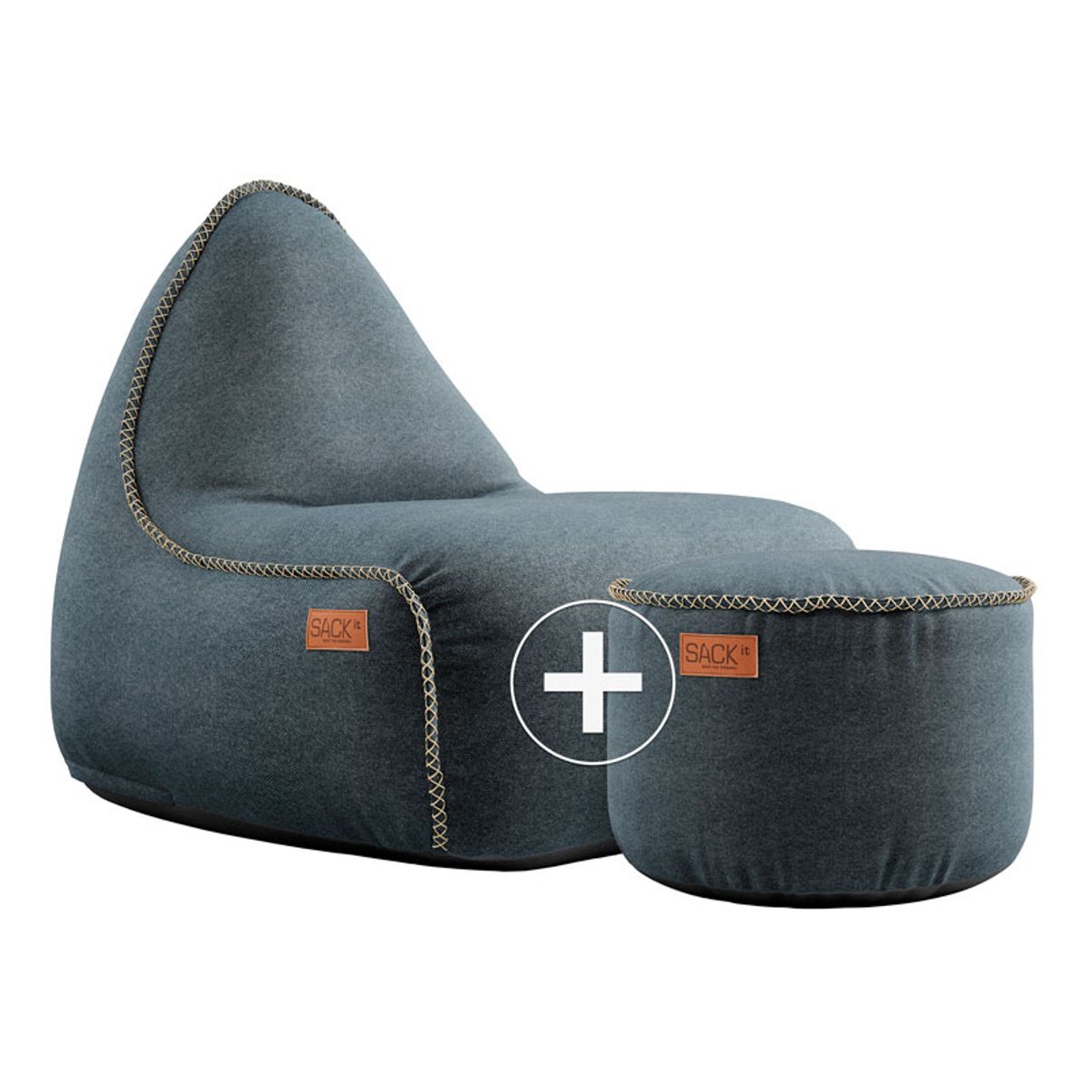 SACKit Canvas Lounge Chair og Pouf - Petrol