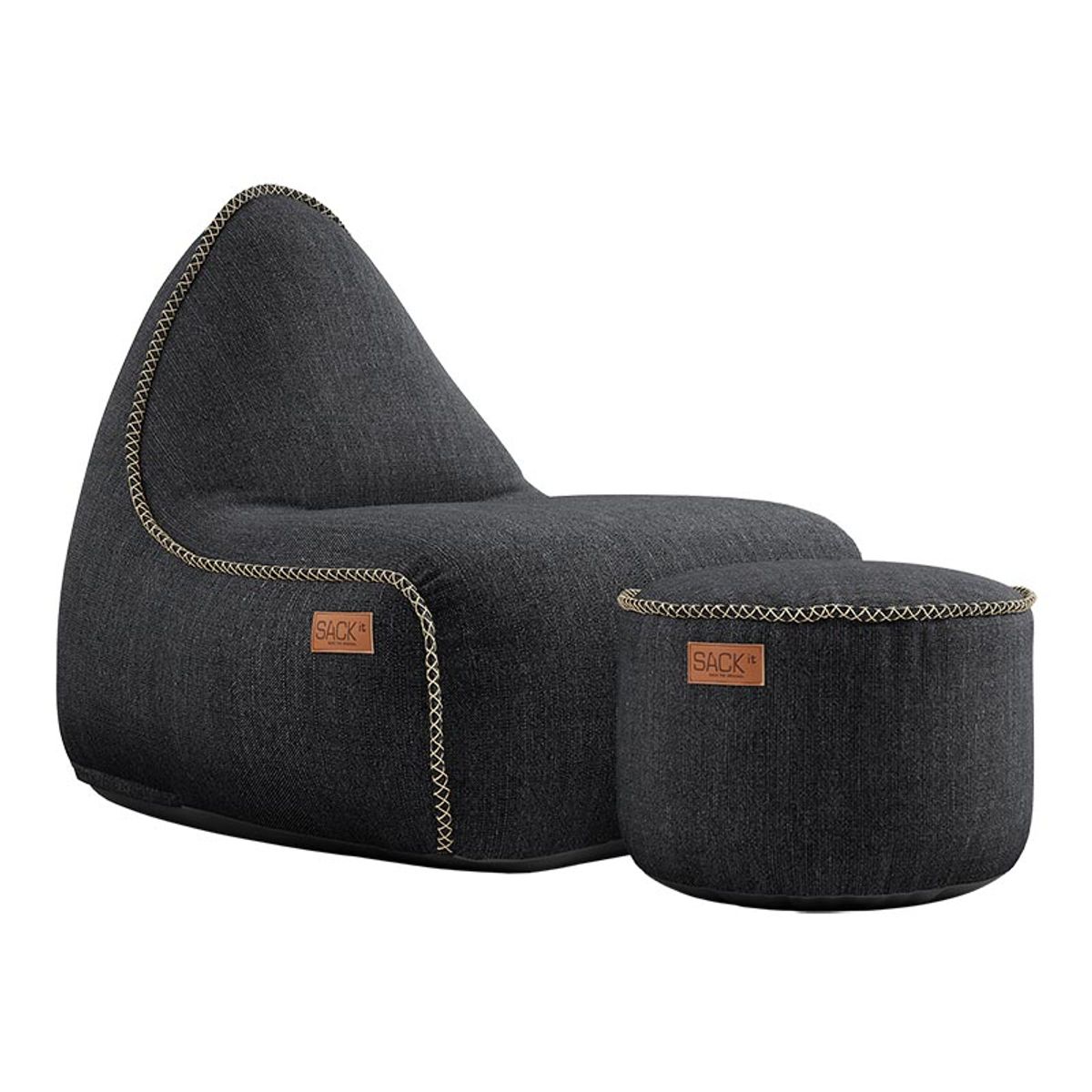 SACKit Cobana Lounge Chair og Pouf - Sort