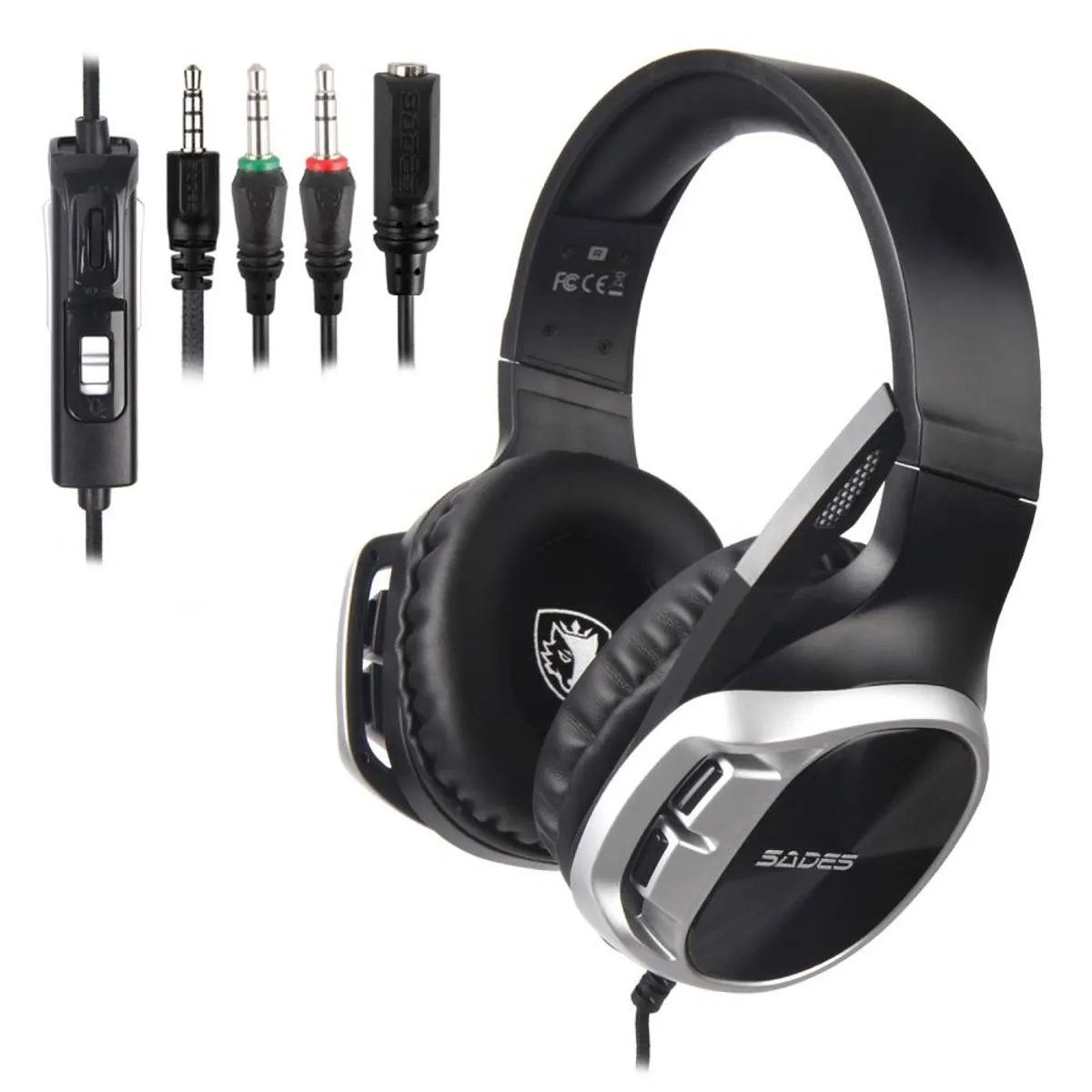 SADES R17 - GAMING Over-Ear Høretelefoner - 50mm DRIVER - 3.5mm kabel - 1.5m - Sølv