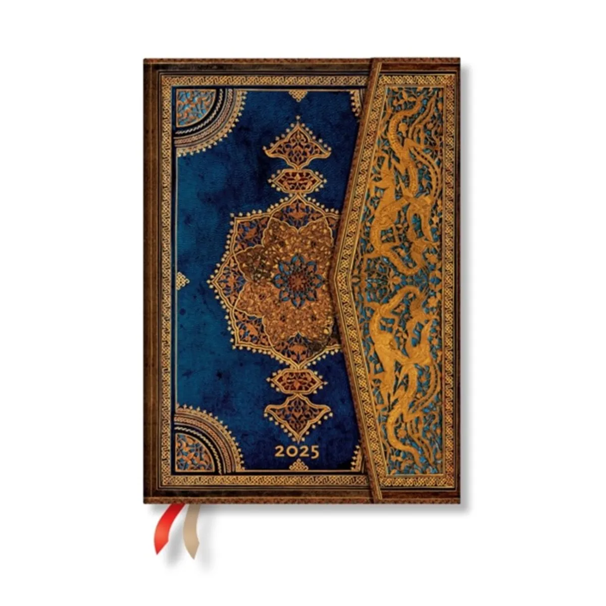 Safavid Indigo (Safavid Binding Art) Midi 12-month Vertical Hardback Dayplanner 2025 (Wrap Closure)